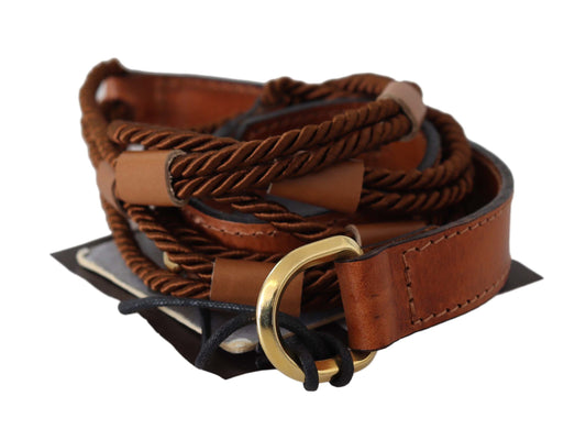 Ceinture élégante en cuir tressé marron foncé Scervino Street
