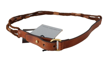 Ceinture élégante en cuir tressé marron foncé Scervino Street