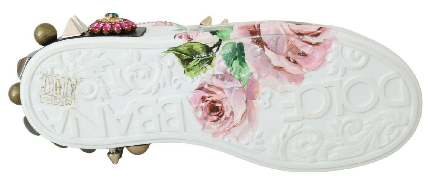 Baskets en cuir ornées de cristaux floraux Dolce &amp; Gabbana