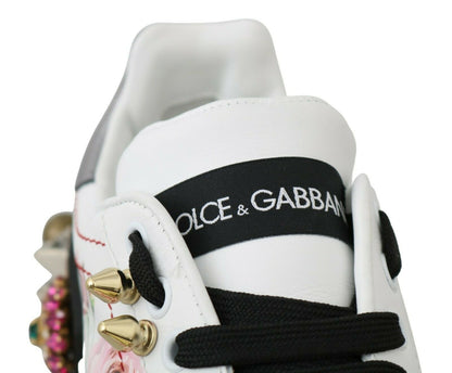 Baskets en cuir ornées de cristaux floraux Dolce &amp; Gabbana