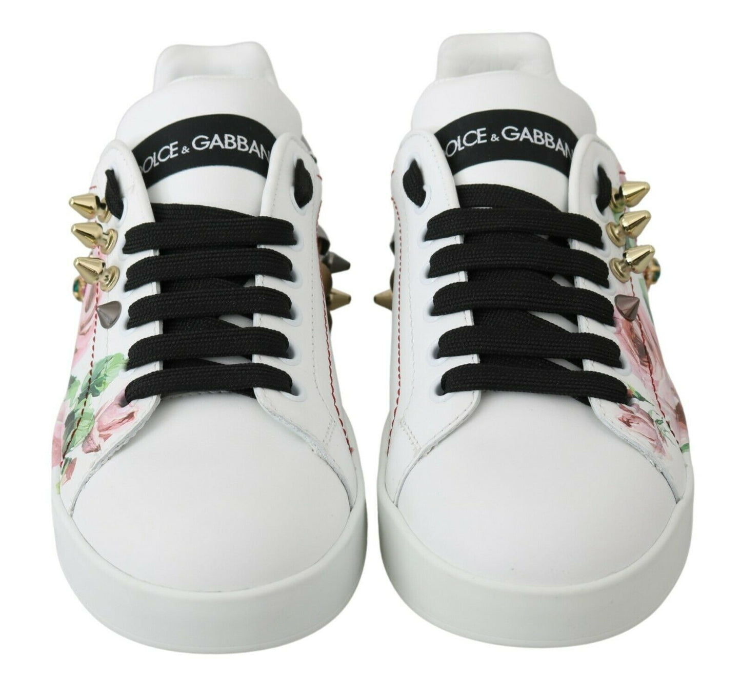 Baskets en cuir ornées de cristaux floraux Dolce &amp; Gabbana
