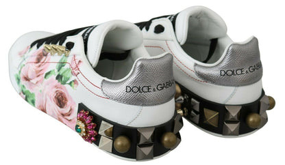 Baskets en cuir ornées de cristaux floraux Dolce &amp; Gabbana