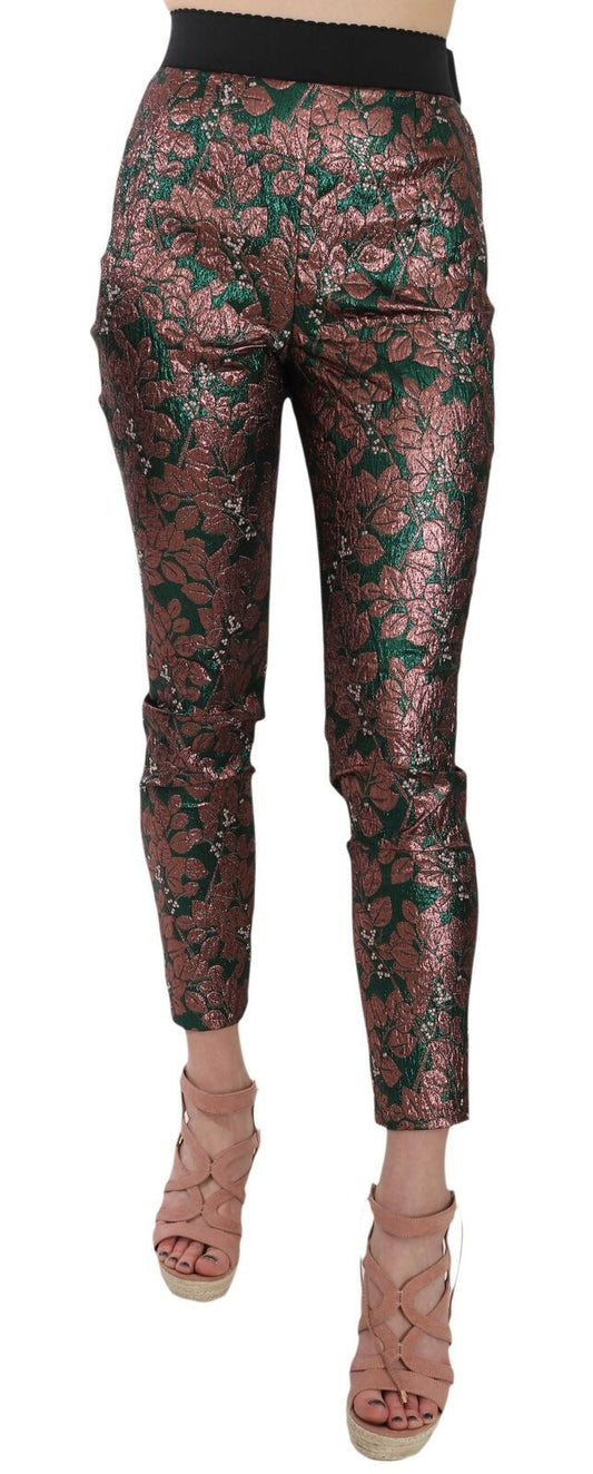 Dolce & Gabbana Multicolor Iridescent Brocade Jacquard Trousers Crop Pants by Dolce & Gabbana