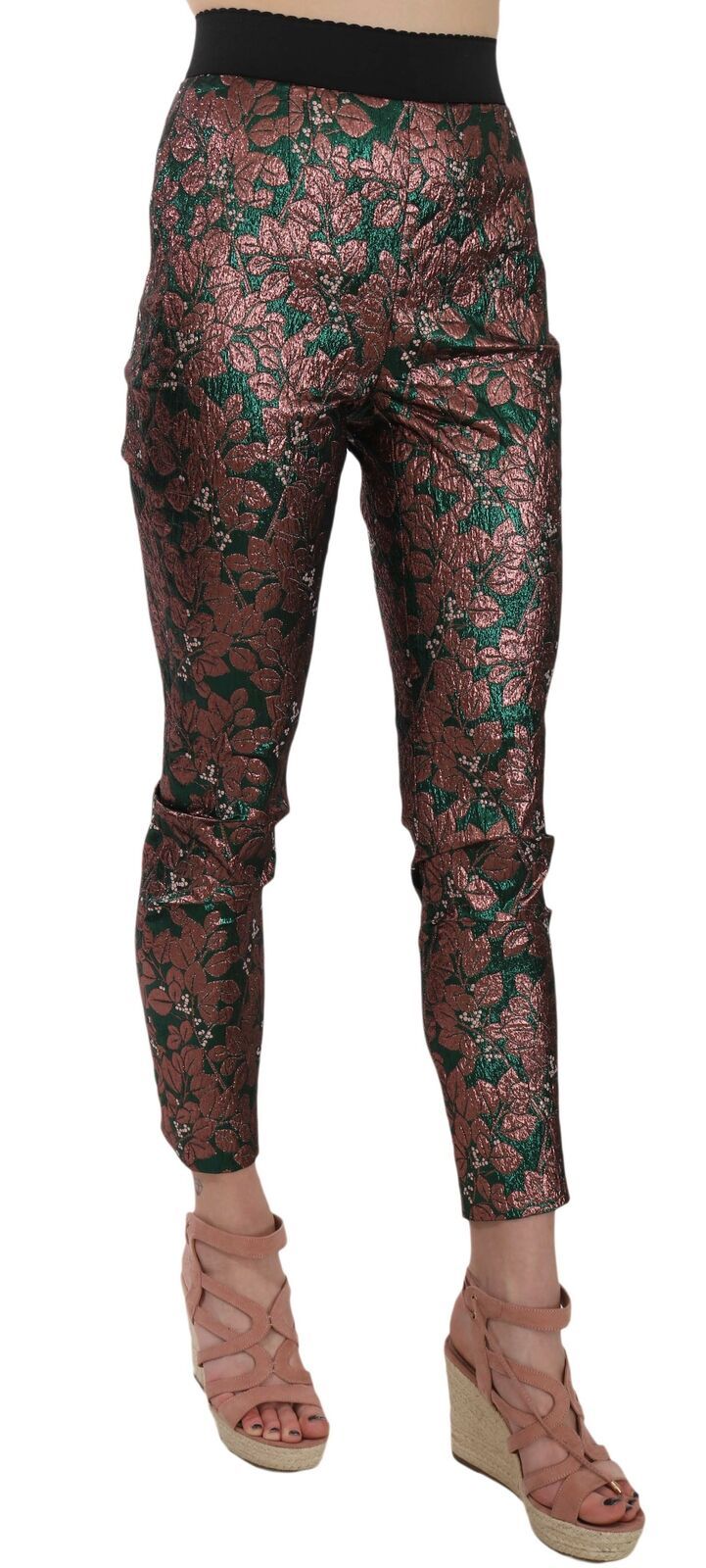 Dolce & Gabbana Multicolor Iridescent Brocade Jacquard Trousers Crop Pants by Dolce & Gabbana