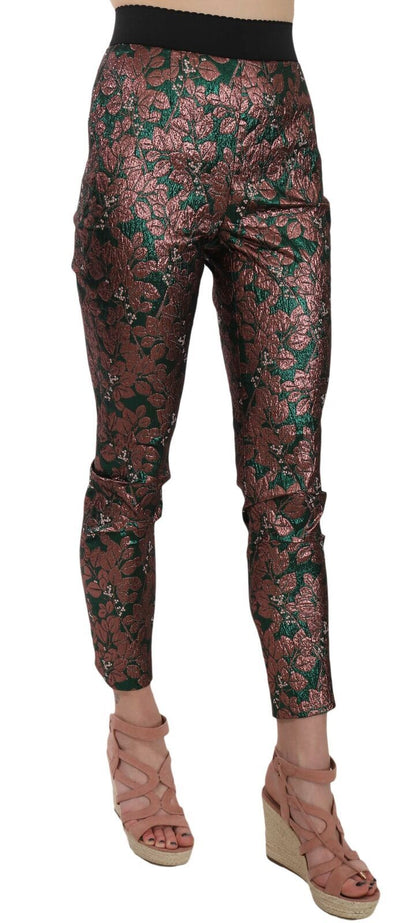 Dolce & Gabbana Multicolor Iridescent Brocade Jacquard Trousers Crop Pants by Dolce & Gabbana