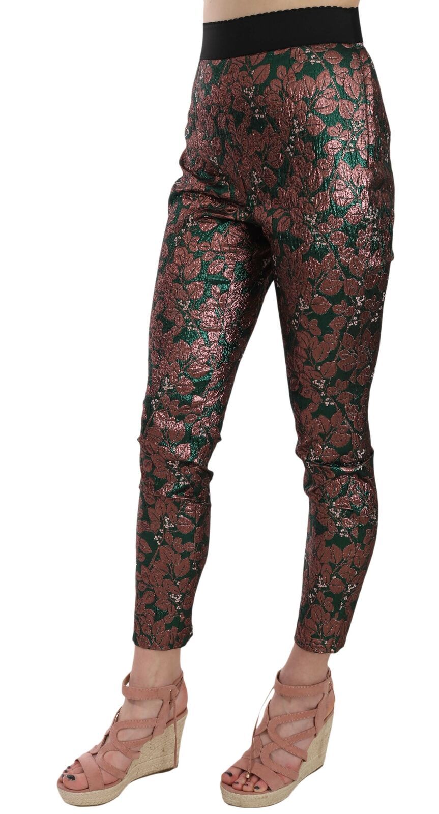 Dolce & Gabbana Multicolor Iridescent Brocade Jacquard Trousers Crop Pants by Dolce & Gabbana