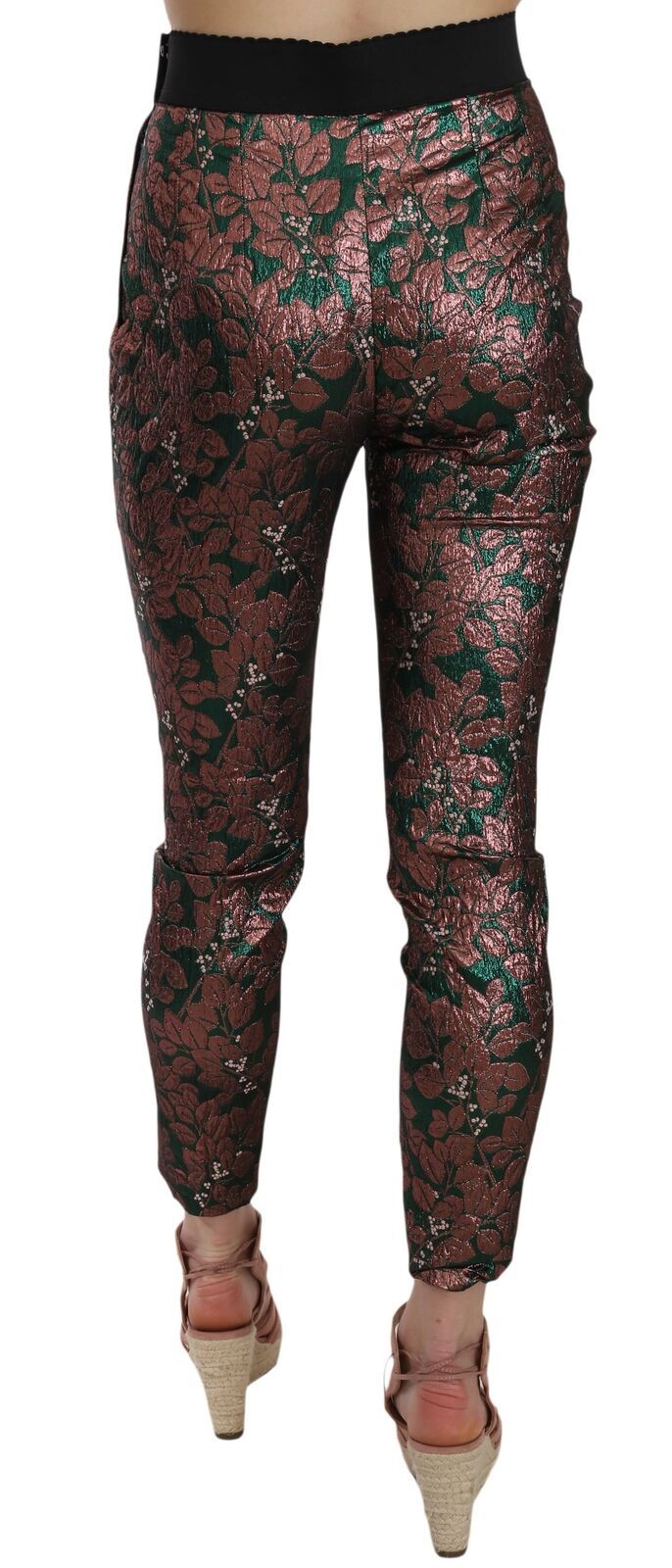 Dolce & Gabbana Multicolor Iridescent Brocade Jacquard Trousers Crop Pants by Dolce & Gabbana