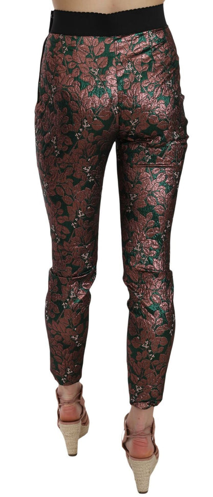 Dolce & Gabbana Multicolor Iridescent Brocade Jacquard Trousers Crop Pants by Dolce & Gabbana