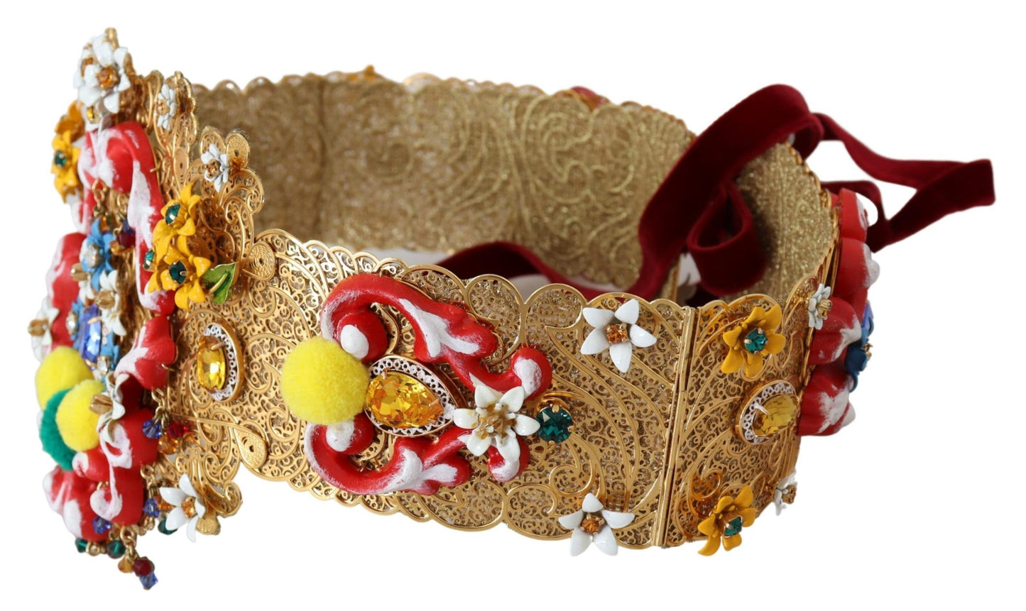 Ceinture à fleurs et cristaux Dolce &amp; Gabbana dorée