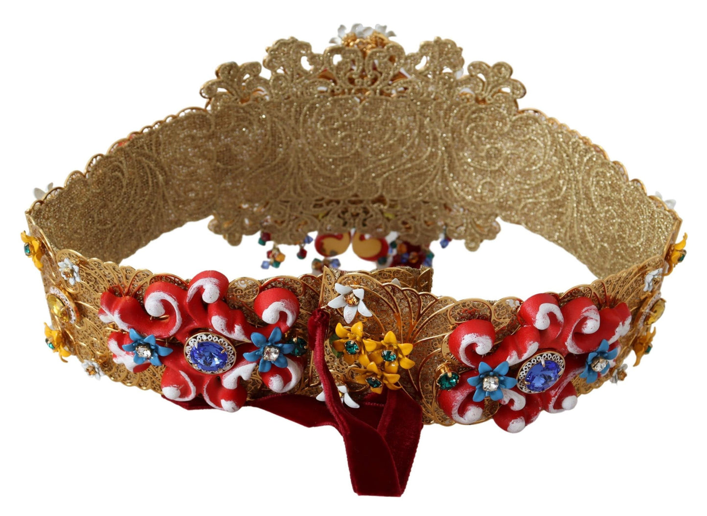 Ceinture à fleurs et cristaux Dolce &amp; Gabbana dorée