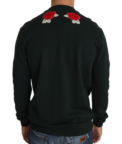 Pull en coton émeraude Dolce &amp; Gabbana avec broderie en cristal