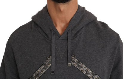 Pull Dolce &amp; Gabbana gris à motif de pistolet en forme de cœur en cristal