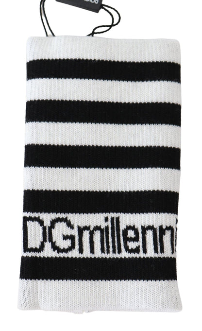 Dolce &amp; Gabbana Black White Wool DGMillennials Wristband Wrap