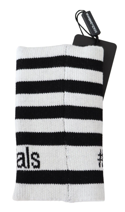 Dolce &amp; Gabbana Black White Wool DGMillennials Wristband Wrap