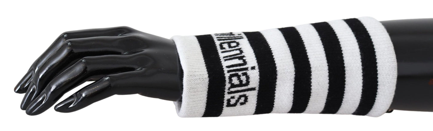 Dolce &amp; Gabbana Black White Wool DGMillennials Wristband Wrap