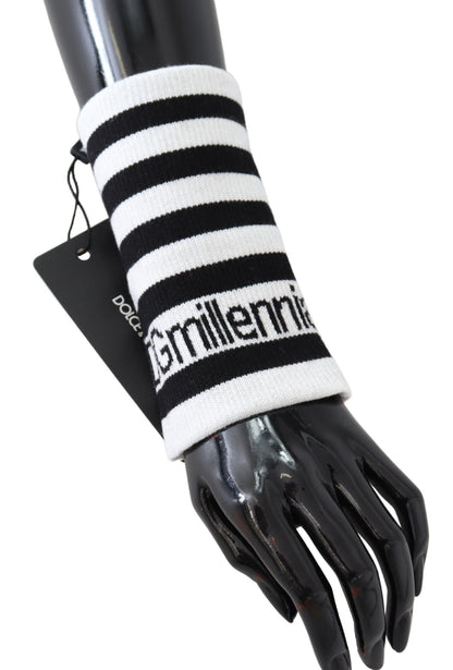 Dolce &amp; Gabbana Black White Wool DGMillennials Wristband Wrap