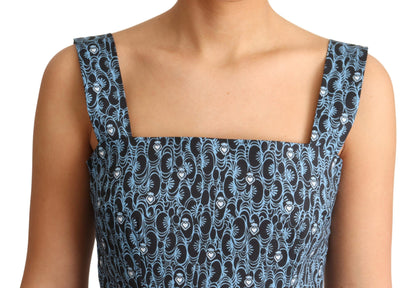 Dolce &amp; Gabbana Blue Heart Cotton A-Line Stretch Dress