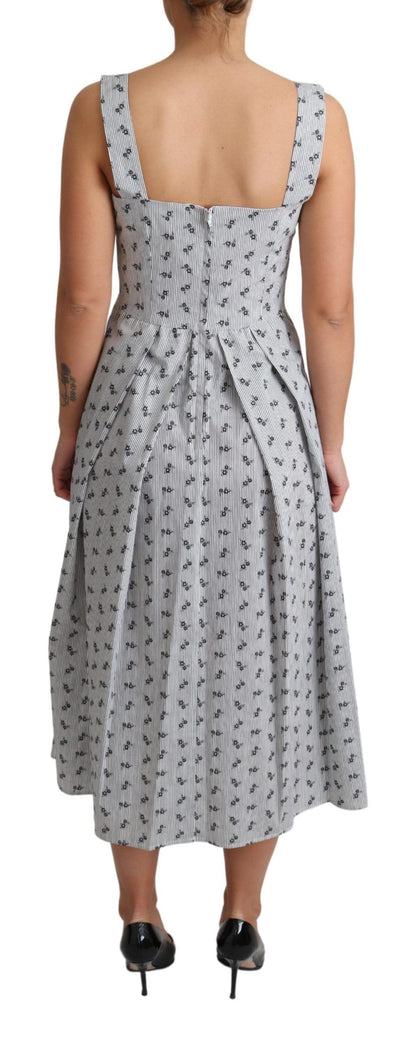 Dolce & Gabbana Blue White Floral Cotton A-Line Dress by Dolce & Gabbana