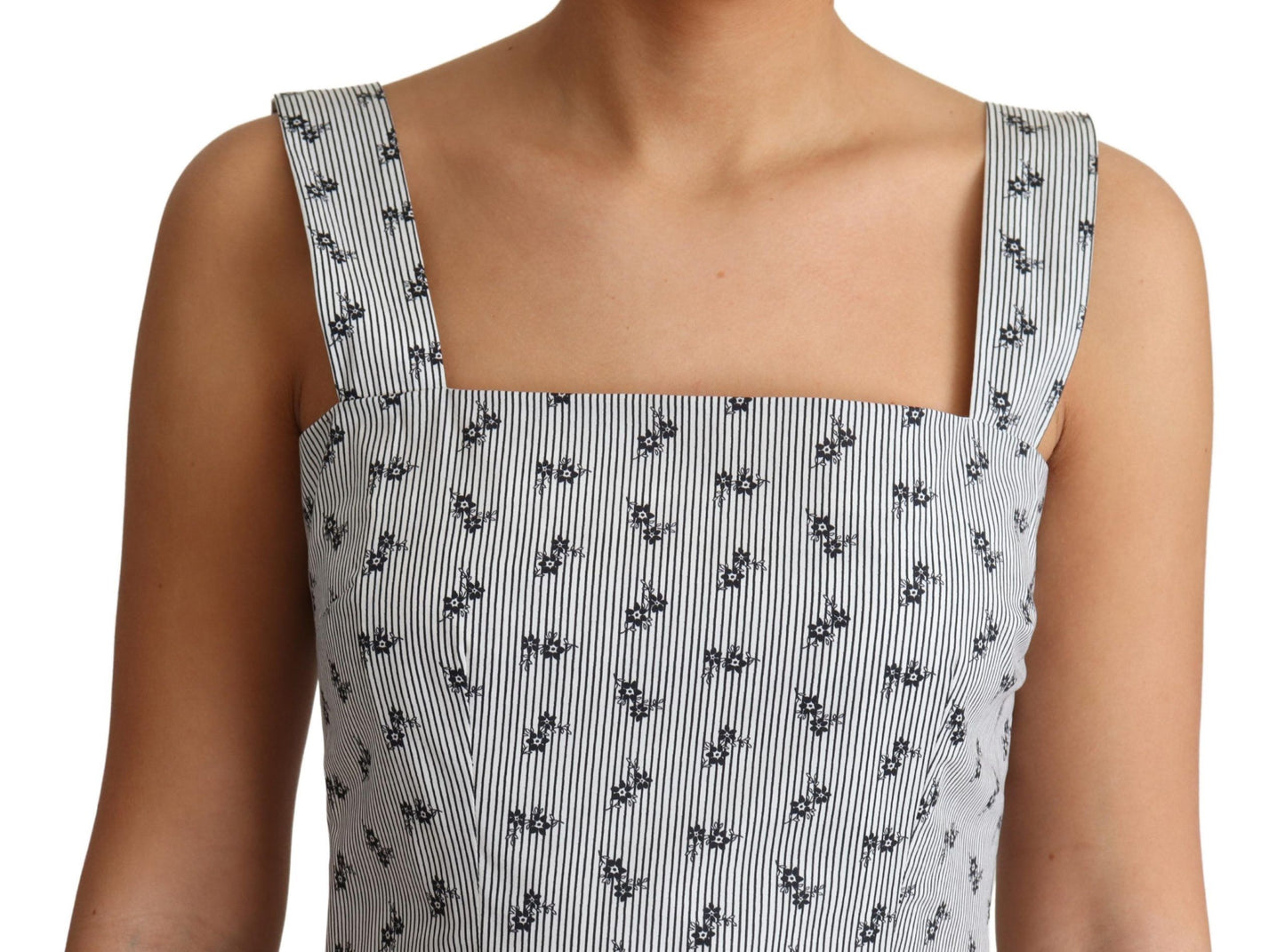 Dolce & Gabbana Blue White Floral Cotton A-Line Dress by Dolce & Gabbana