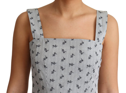 Dolce & Gabbana Blue White Floral Cotton A-Line Dress by Dolce & Gabbana