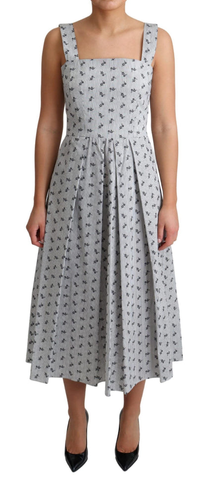 Dolce & Gabbana Blue White Floral Cotton A-Line Dress by Dolce & Gabbana