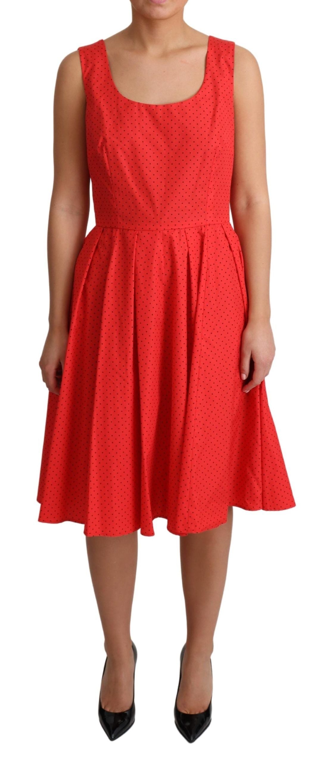 Dolce &amp; Gabbana Red Polka Dotted Cotton A-Line Dress