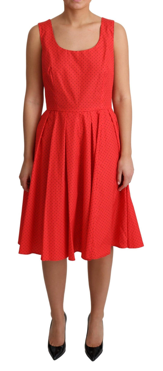 Dolce &amp; Gabbana Red Polka Dotted Cotton A-Line Dress