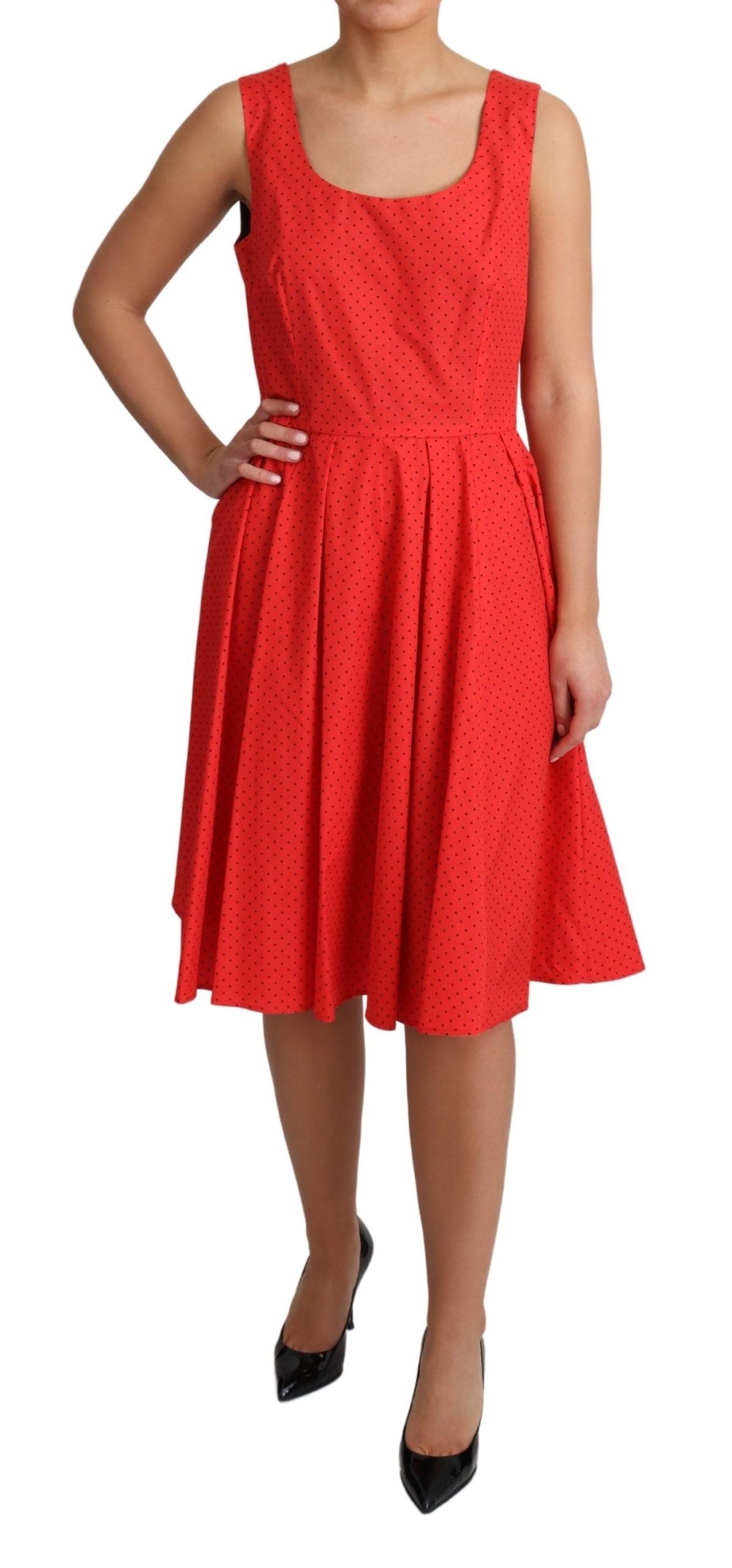 Dolce &amp; Gabbana Red Polka Dotted Cotton A-Line Dress