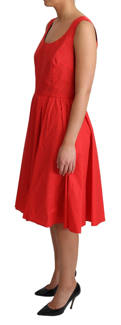 Dolce &amp; Gabbana Red Polka Dotted Cotton A-Line Dress