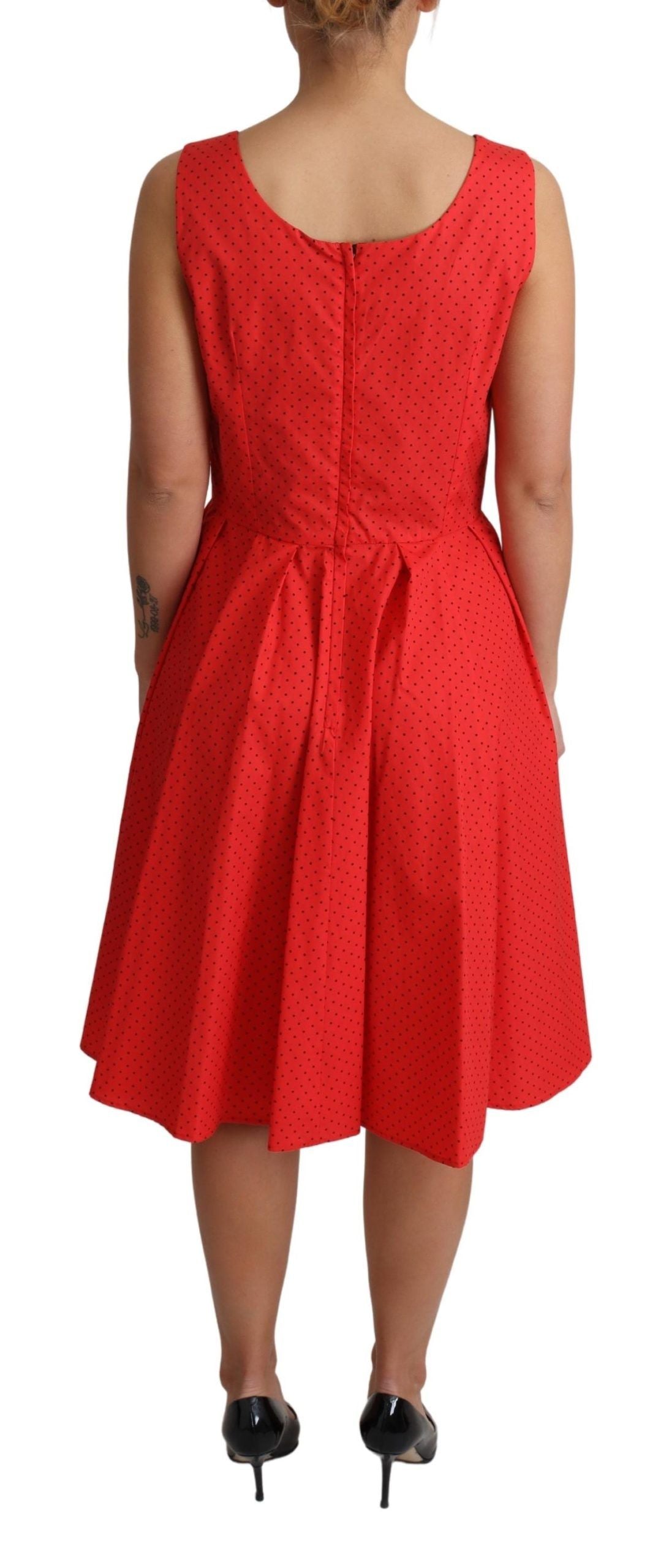Dolce &amp; Gabbana Red Polka Dotted Cotton A-Line Dress