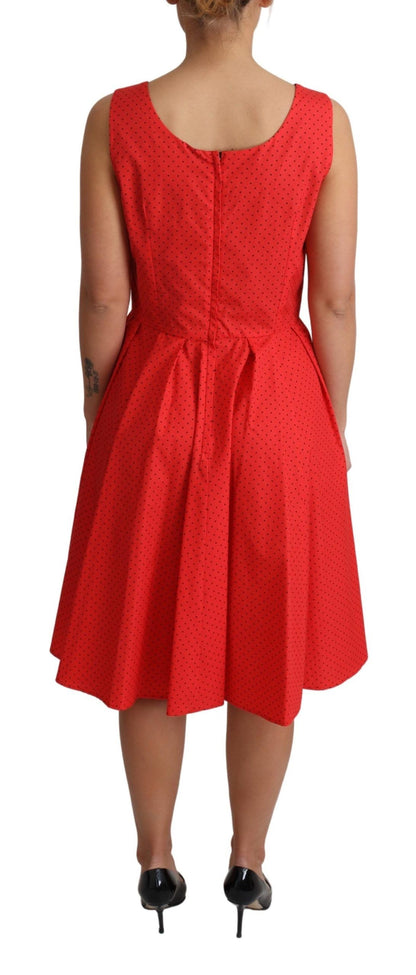 Dolce &amp; Gabbana Red Polka Dotted Cotton A-Line Dress