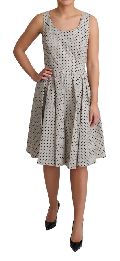Robe trapèze sans manches beige à pois Dolce &amp; Gabbana