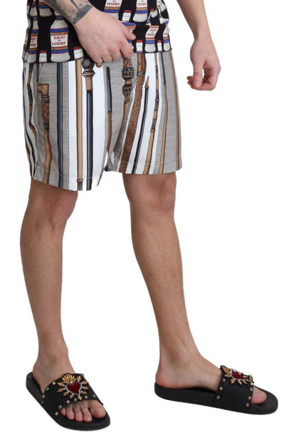 Short de bain élégant blanc multicolore Dolce &amp; Gabbana