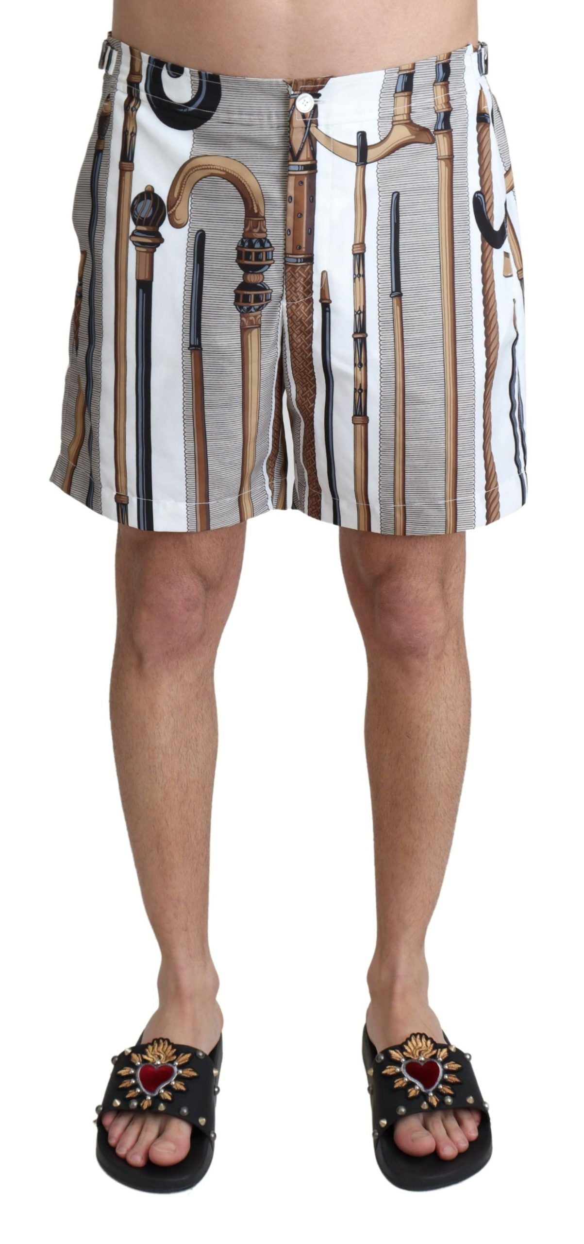Short de bain élégant blanc multicolore Dolce &amp; Gabbana