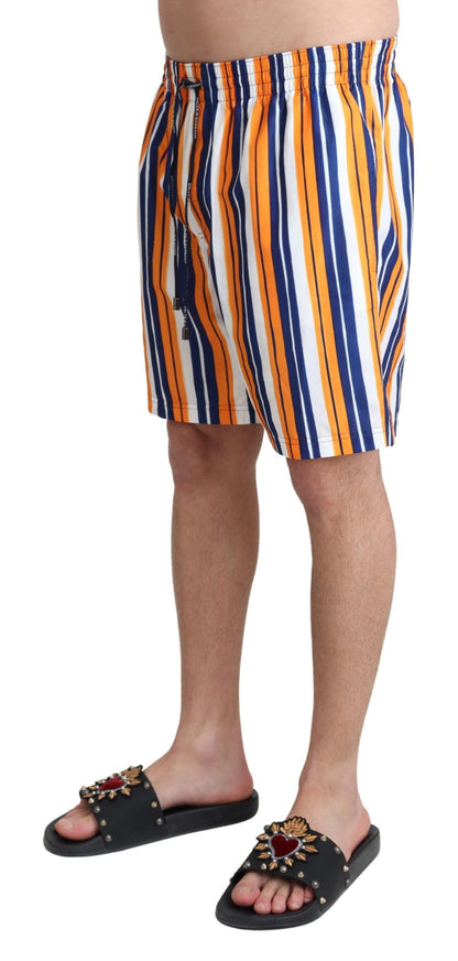 Dolce &amp; Gabbana Multicolor Striped Beachwear Swim Shorts
