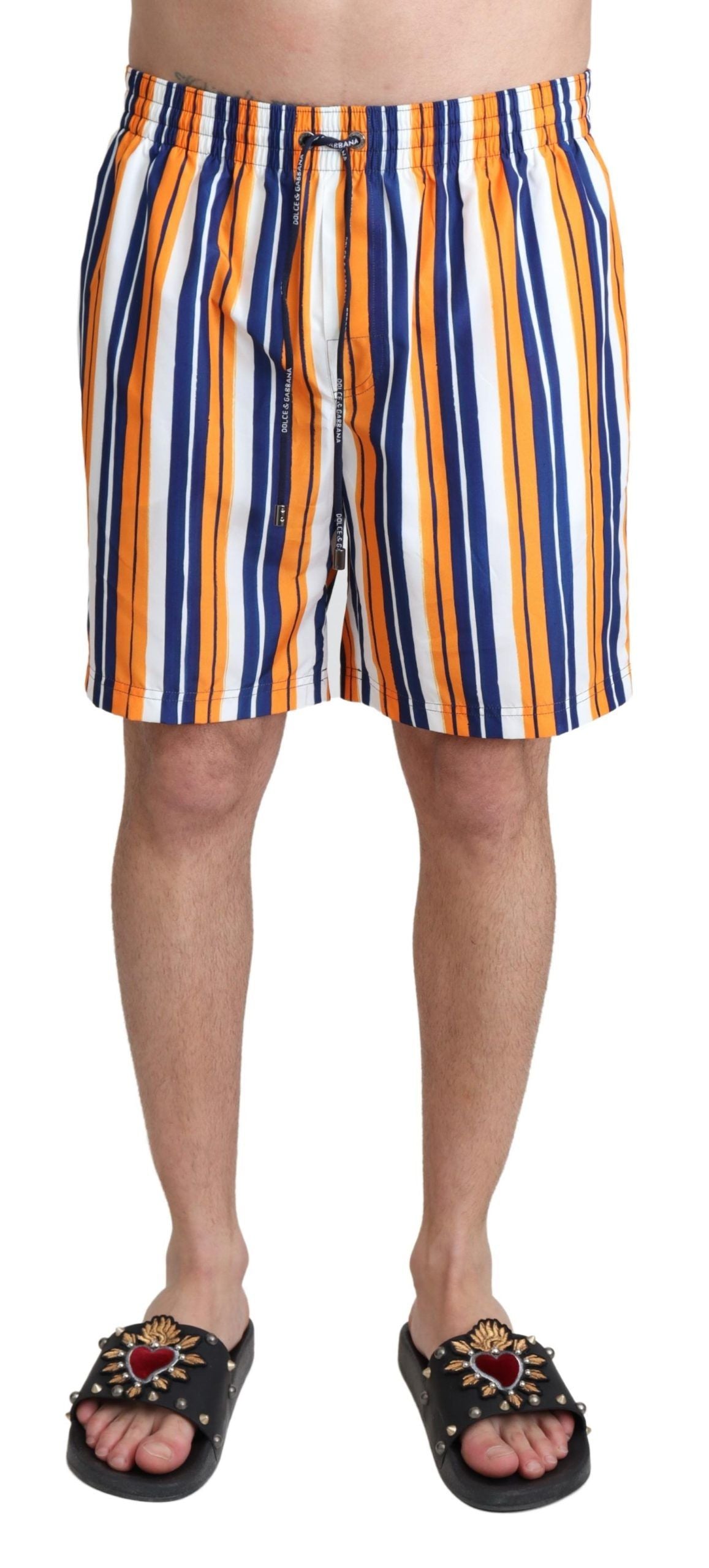 Dolce &amp; Gabbana Multicolor Striped Beachwear Swim Shorts