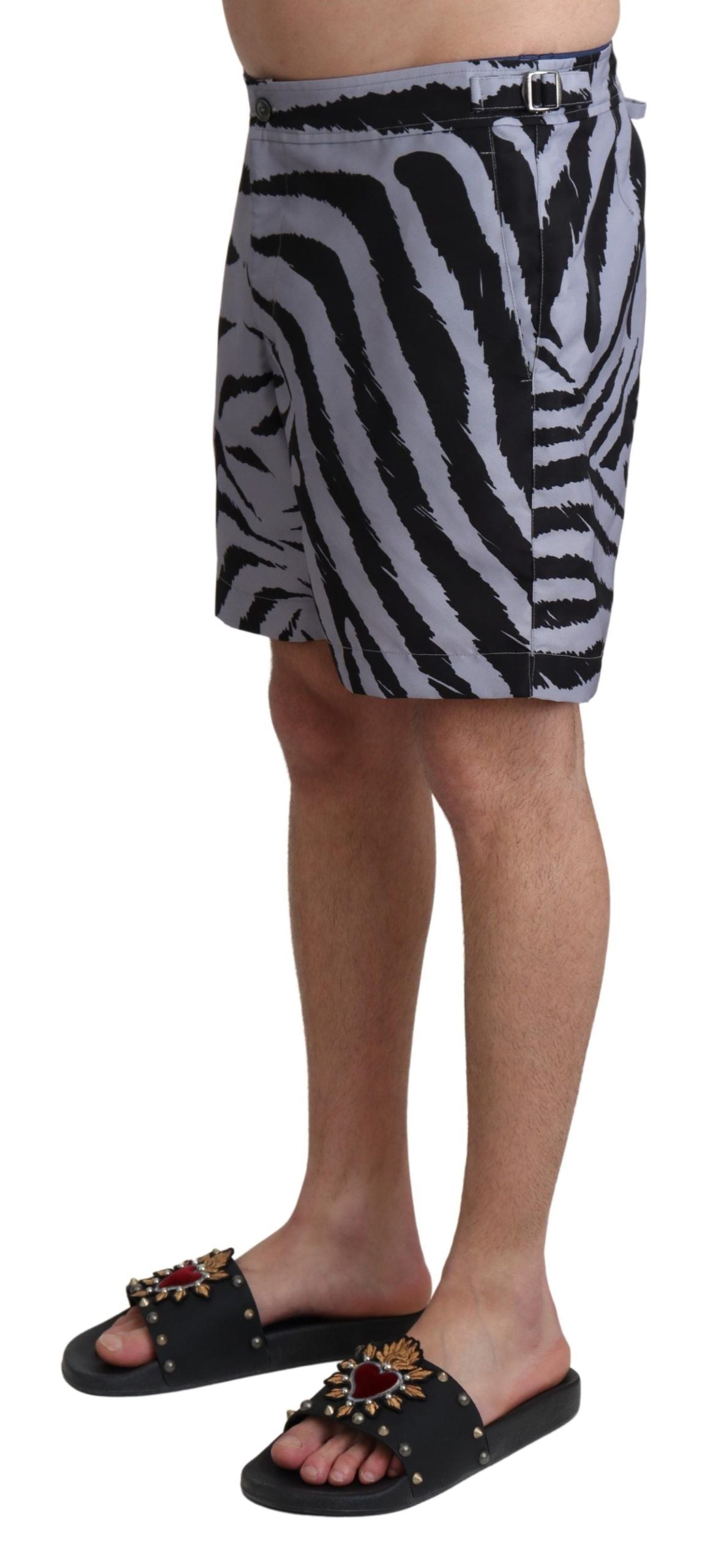 Maillot de bain élégant Dolce &amp; Gabbana à imprimé zèbre gris