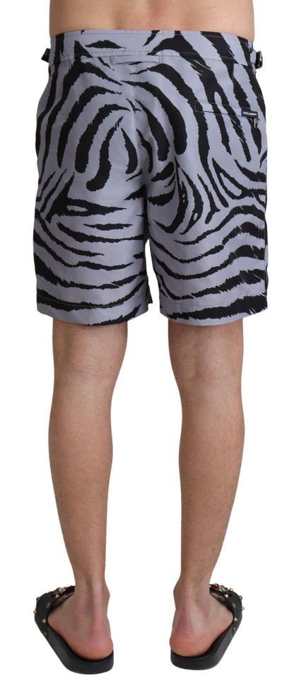 Maillot de bain élégant Dolce &amp; Gabbana à imprimé zèbre gris