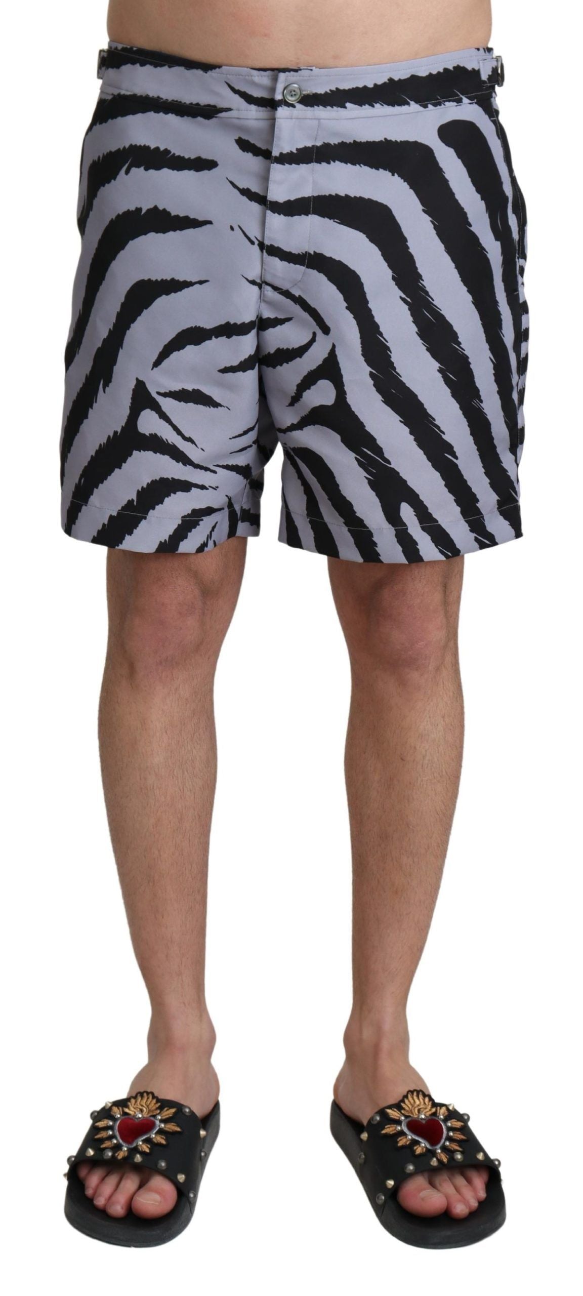 Maillot de bain élégant Dolce &amp; Gabbana à imprimé zèbre gris
