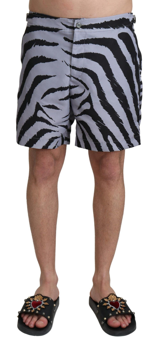 Maillot de bain élégant Dolce &amp; Gabbana à imprimé zèbre gris