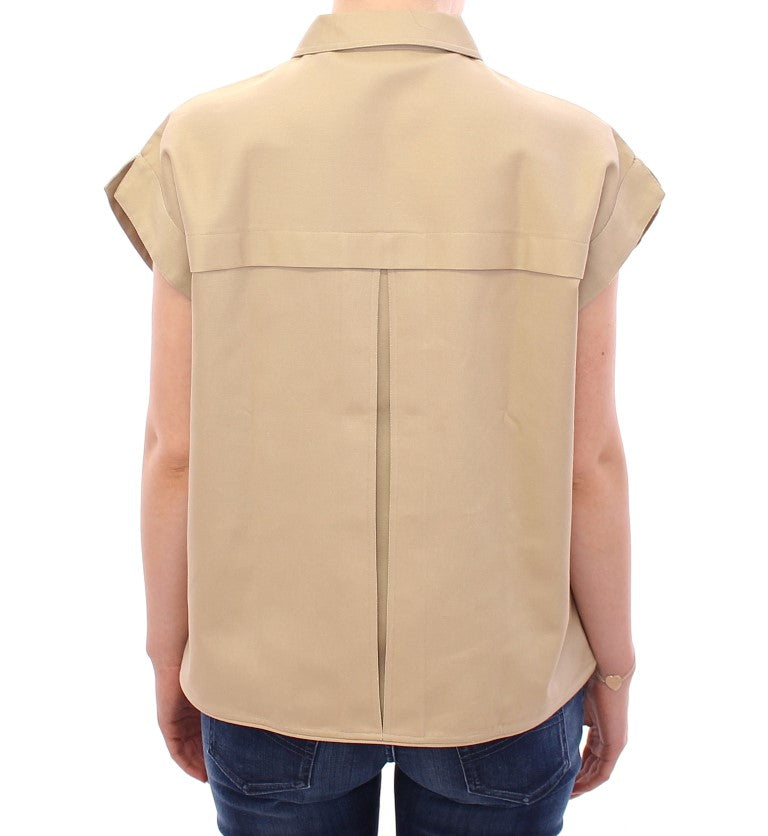 Débardeur sans manches en coton beige avec broches Andrea Incontri