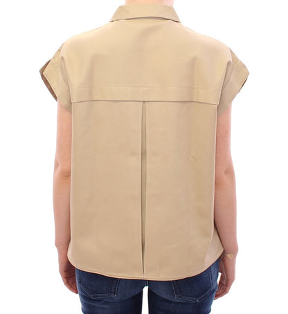 Débardeur sans manches en coton beige avec broches Andrea Incontri