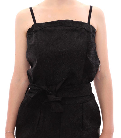 La Maison du Couturier Élégante Combinaison en Cuir Noir avec Ceinture