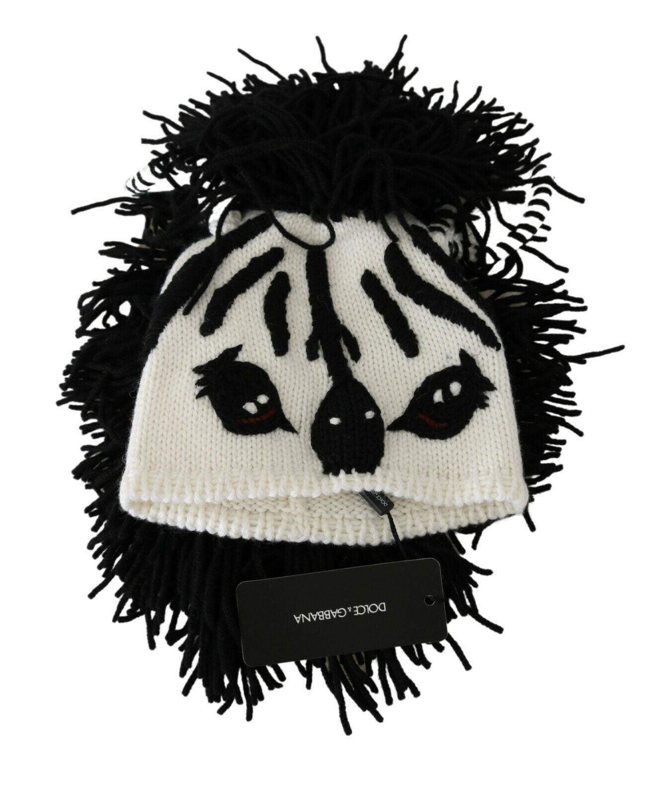 Bonnet en cachemire tricoté noir et blanc Dolce &amp; Gabbana