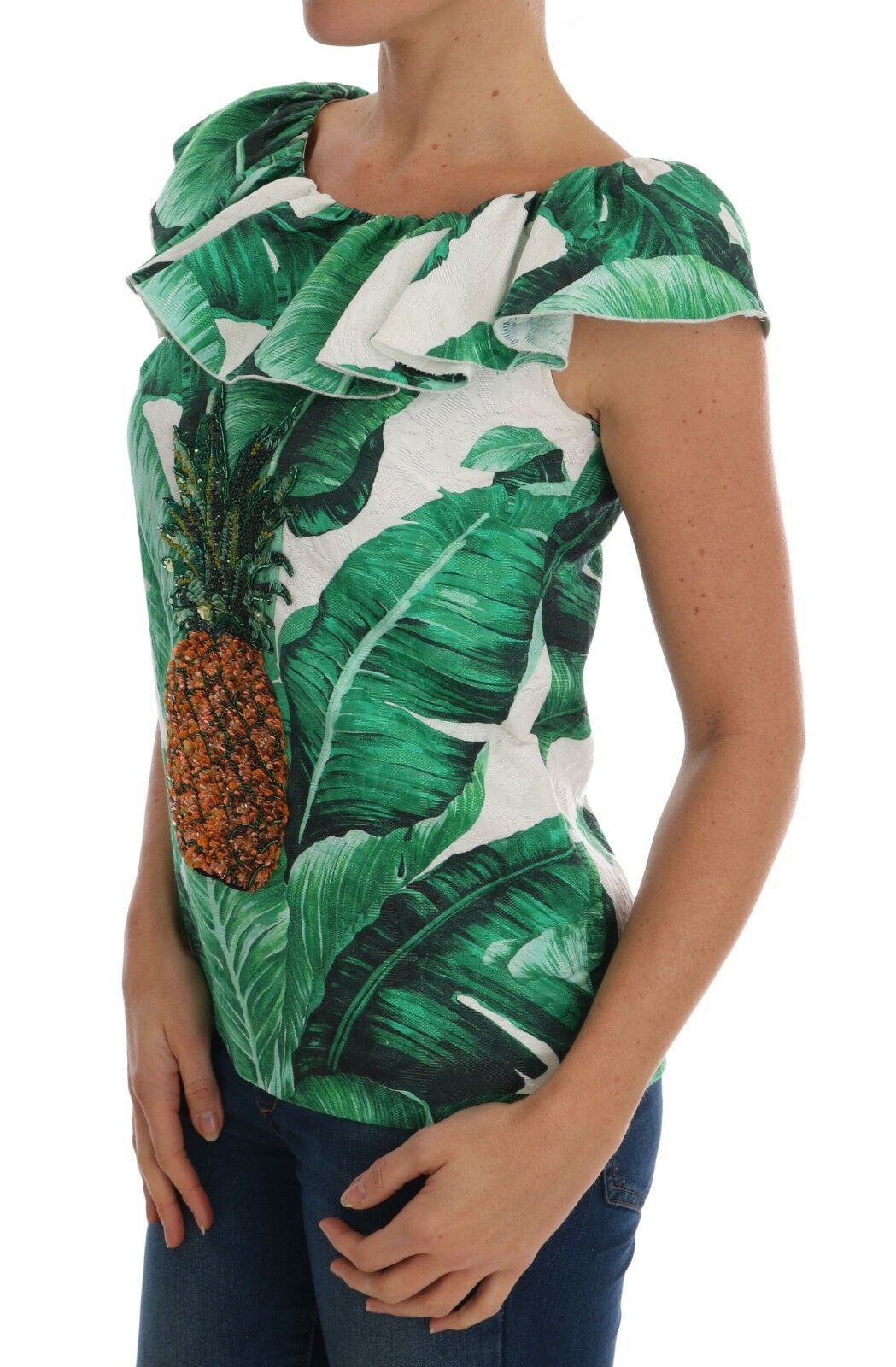 Dolce &amp; Gabbana Pineapple Banana Sequins Blouse T-shirt