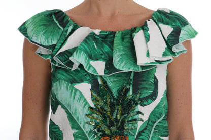 Dolce &amp; Gabbana Pineapple Banana Sequins Blouse T-shirt