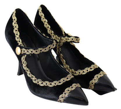Escarpins élégants brodés en velours verni Dolce &amp; Gabbana