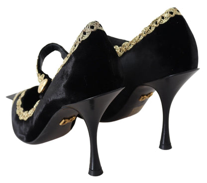 Escarpins élégants brodés en velours verni Dolce &amp; Gabbana