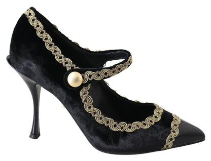 Escarpins élégants brodés en velours verni Dolce &amp; Gabbana