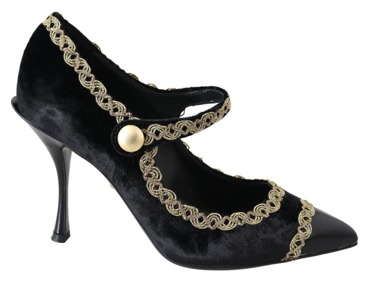 Escarpins élégants brodés en velours verni Dolce &amp; Gabbana
